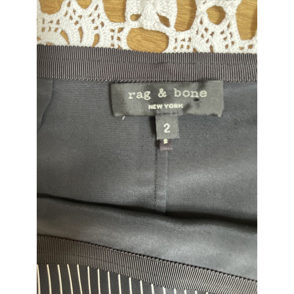 Rag & Bone Madison Pinstripe Silk A Line High Low Skirt Knee Length Size 2 - Picture 3 of 9